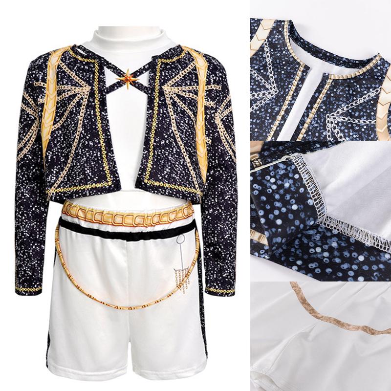 Kpop Demon Hunters Costume Rumi, Halloween Party, K-Pop Demon Hunters Costume Rumi Mira Zoey Outfit Cosplay Accessories, K-Pop Girls Cool Short Sleeve Crop Top Skirt Set, Mira Role Play Costume