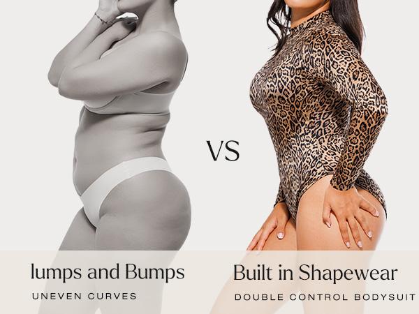 ​​Popilush High-Waist Bodysuit - Tummy Control Shapewear with Long Sleeves Elastic Hip -LIVE Breathable Padded