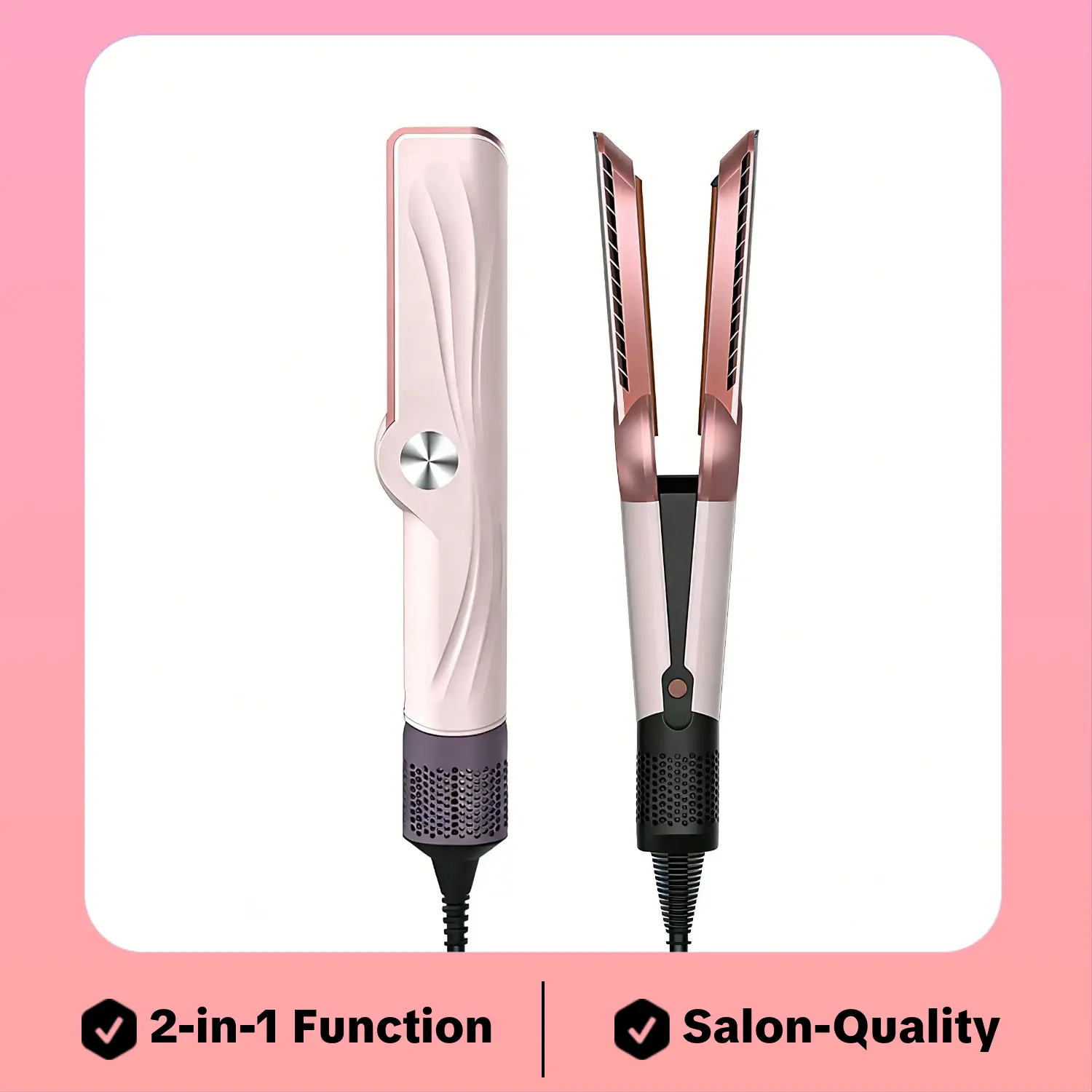 2-in-1 Unisex Hair Styling Air Straightener & Wet-to-Dry Blow Dryer Tool with LCD Display, Heat Control, Adjustable Temperature, Fast-Heating, High-Speed Airflow, 200M Negative Ions, Salon-Quality for 1A-3C Hair Types & 12-32in Length, Mother's Day Gift,