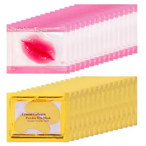 20/30 pieces of 24K gold crystal collagen eye mask and pink lip mask, deeply nourishing and moisturizing lip and eye facial care,Valentine's Must-Have