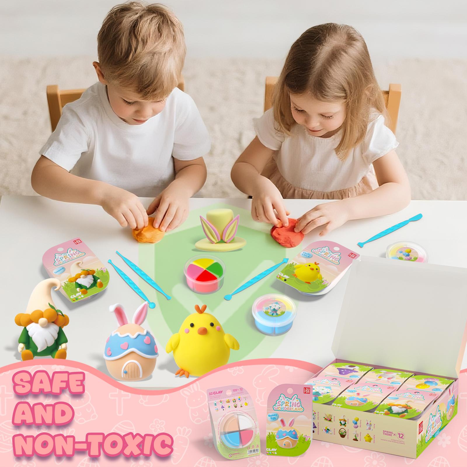 【NO BOGO】Air Dry Clay 12 Boxes Soft Ultra Light Safe Non Toxic DIY Craft Kit with Tools Tutorials &Cute Valentine gift