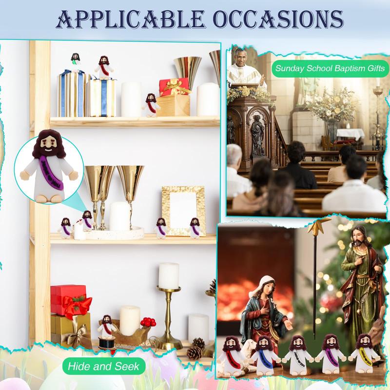Bememo 30 Pcs Little Jesus Figures Original Design Jesus Love You Mini Rubber Toys to Hide and Seek Christmas Religious Party Favors Sunday School Baptism Gifts(Lively Colors)