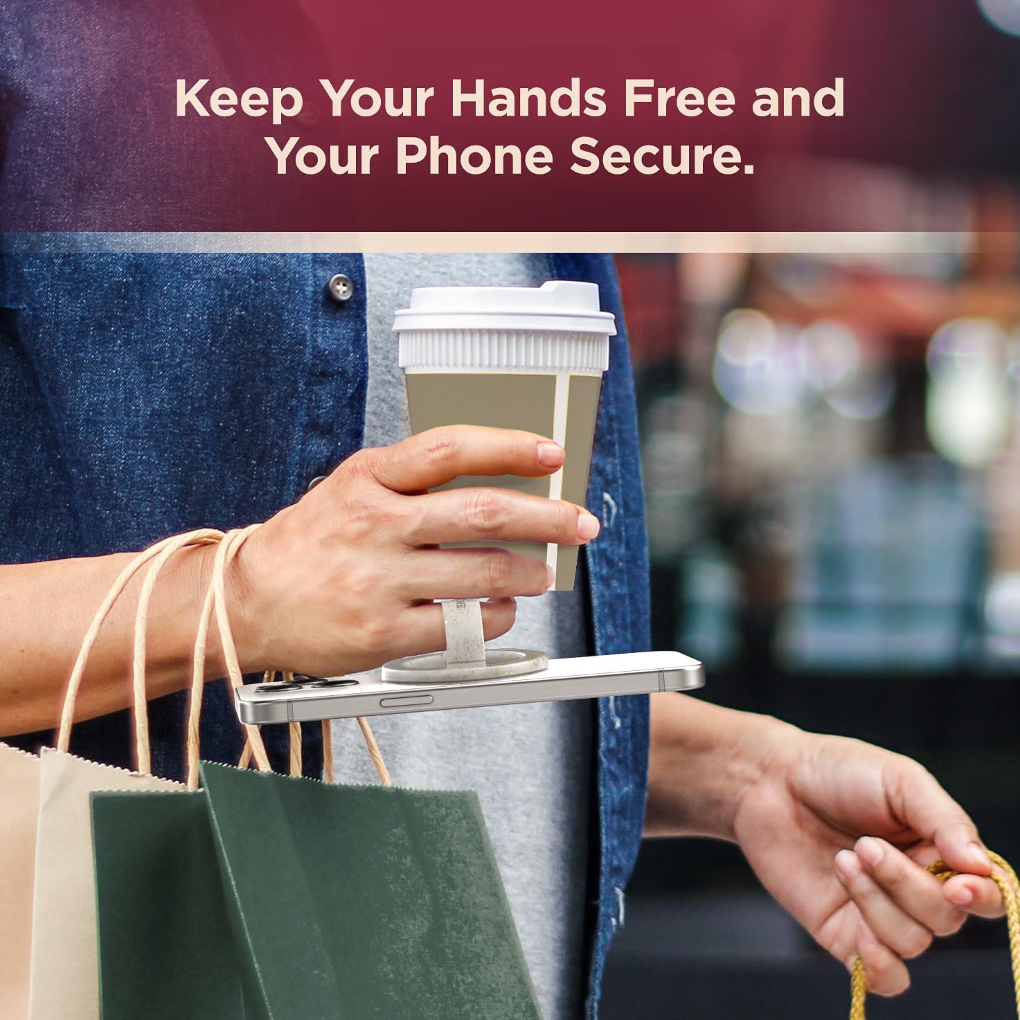 Magnetic Phone Grip Detachable Phone Holder, Silicone Soft MagSafe Loop Grips Accessories Smartphone Mount Cellphone Stand