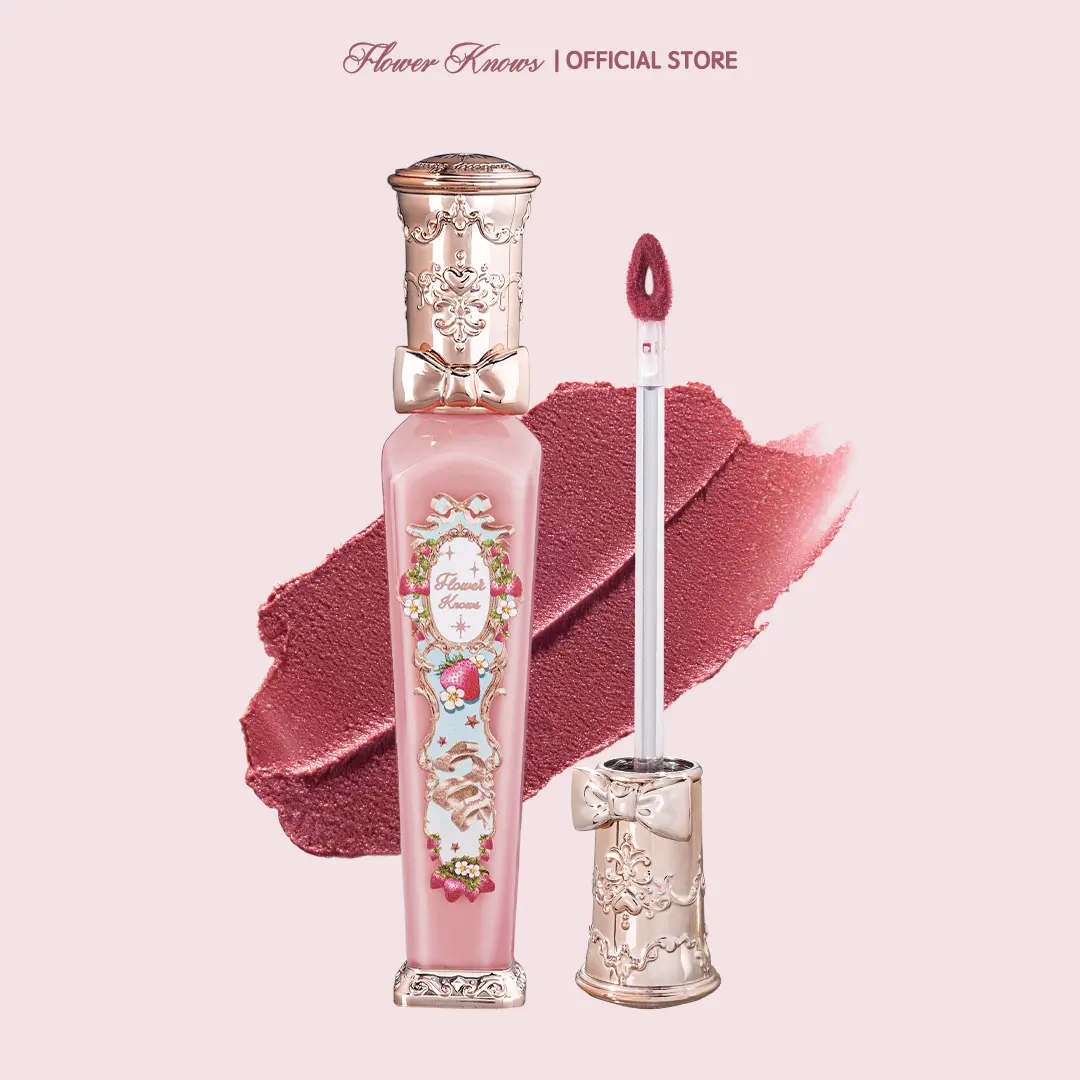 Flower Knows Strawberry Rococo Collection Cloud Lip Cream, Luxurious Matte Lip Color with Silky Moisturizing Silicone Formula, Long-Lasting, Fragranced, Vintage Strawberry-Designed for Flawless Look, Fragrance, Elastic Color Matrix, Hydrating, #tiktokshop