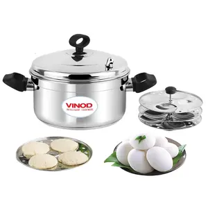 Vinod Classic Stainless Steel Idli Maker Cooker - 4 Deeper Plates | 16 Idlis