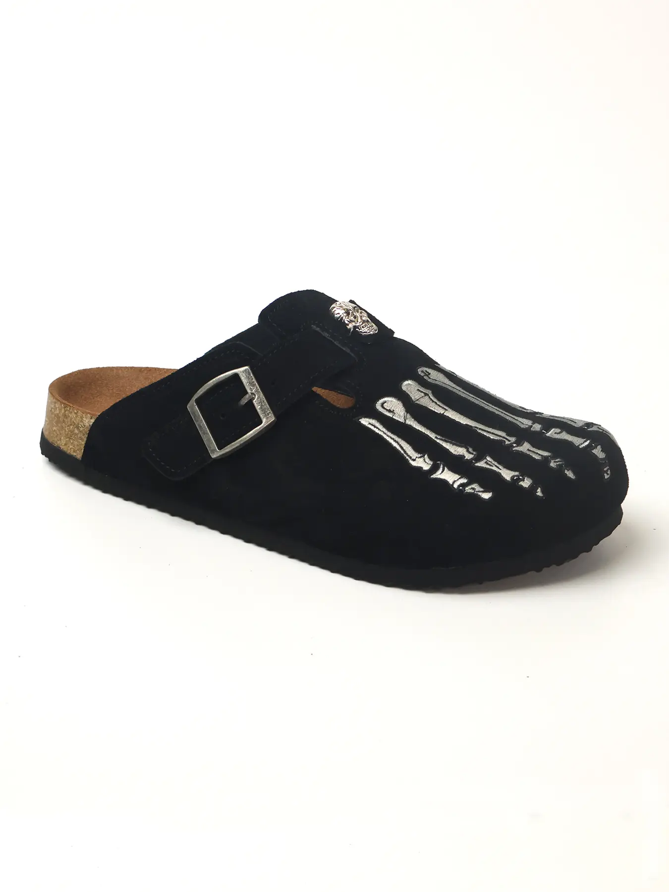Men's Clogs muller shoes Halloween Bone Sandals Half Slipper, Slip on Mules, Vintage Clogs, Fashionable Trendy Clogs, Cowhide Leather Upper, Rubber Sole, Casual Style, Round Toe, Slip-on All Seasons Footwear