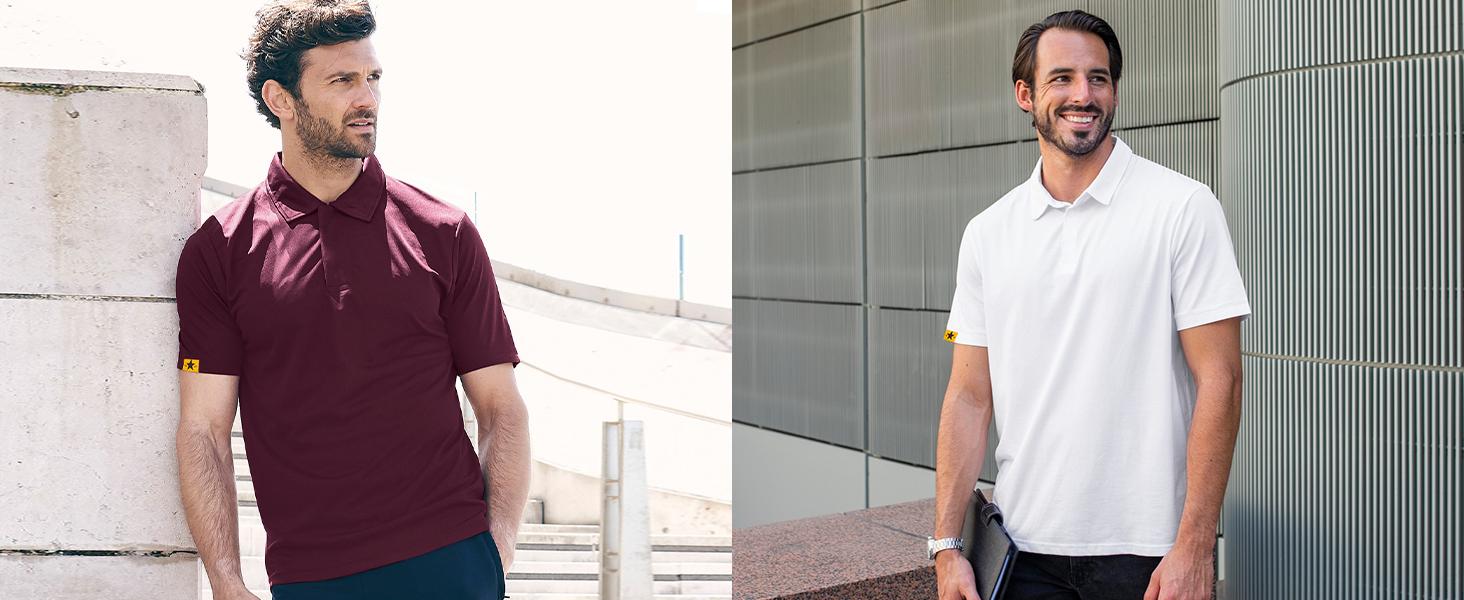 Lightweight ZITY Men's Tactical Polo Shirt - Quick-Dry Performance Work Tops - Athletic Short Sleeve with Sunglass Loop & Utility Pocket - Beige & Multi-Color gifts