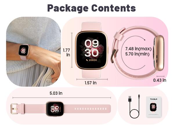 TOOBUR Smart Watch for Women Man, Fitness Tracker with Answer/Make Calls, Sports Watch with Sleep Monitor/100 Sports Models/IP68 Waterproof Pedometer, Smartwatch Compatible Android iOS