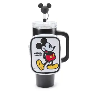 Disney Store Mickey Mouse Stainless Steel Travel Tumbler with Straw plus Zip Case