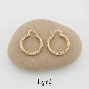 Valen 30mm Rope Texture Hoop Earrings