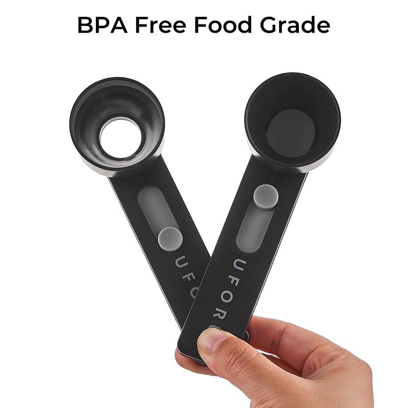 UFORU Multi-Function Measuring Spoon with Funnel | Designed for Narrow-Mouth Jars | Ideal for Coffee Powder, Collagen Powder, Pre-Workout Supplements, Infant Formula, Herbal Tea, Masala Chai, and More | Perfect for Protein Powder