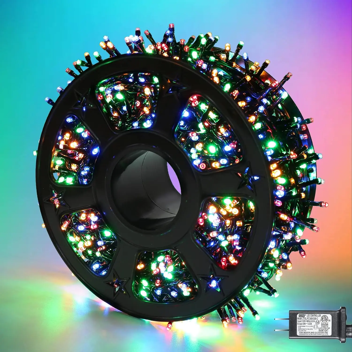 Quntis 82ft 1000 Clustered Multicolored Twinkling Festive LED String Lights - Dark Green Copper Wire Plug-in - 8 Modes Waterproof for Holiday Party Home Decor