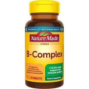 Nature Made Stress B Complex with Vitamin C and Zinc, B Complex Vitamins for Women and Men, Immune Support, 75 Tablets, 75 Day Supply