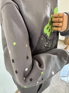 Sweatshirts men Graphic Tracksuit Set Oversized Hoodie and Joggers Warm Fleece Lined Winter