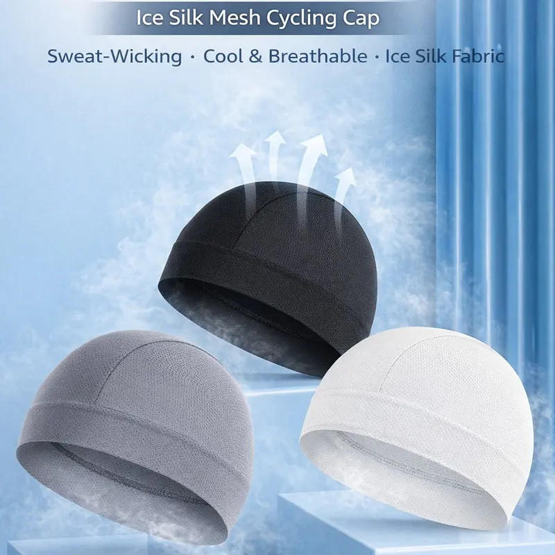 SUNMELODY Unisex 3-Pcs Mesh Caps - Lightweight, Moisture Wicking Outdoor Headwear, Stretchy Sports Lined Hat, One Size Fits All Gear for Cycling That Fits Under Helmets