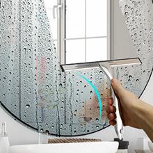 【NewYear2026】All-Purpose Stainless Steel Shower Squeegee for Shower Glass Door with 2 Adhesive Hooks, Bathroom Cleaner Tool Household Window Mirror Squeegee , Cleaning Tile Wall, Car, 10 Inch Silver