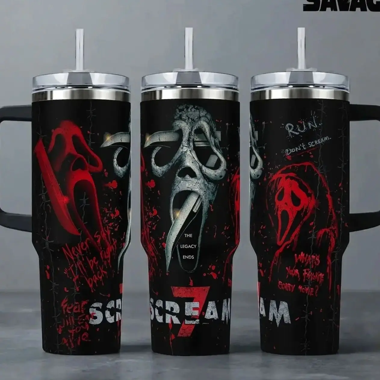 Ghostface Scream 7 Tumbler 40oz Movie Custom Cup 40oz Tumbler With Handle, Gifts For Fans