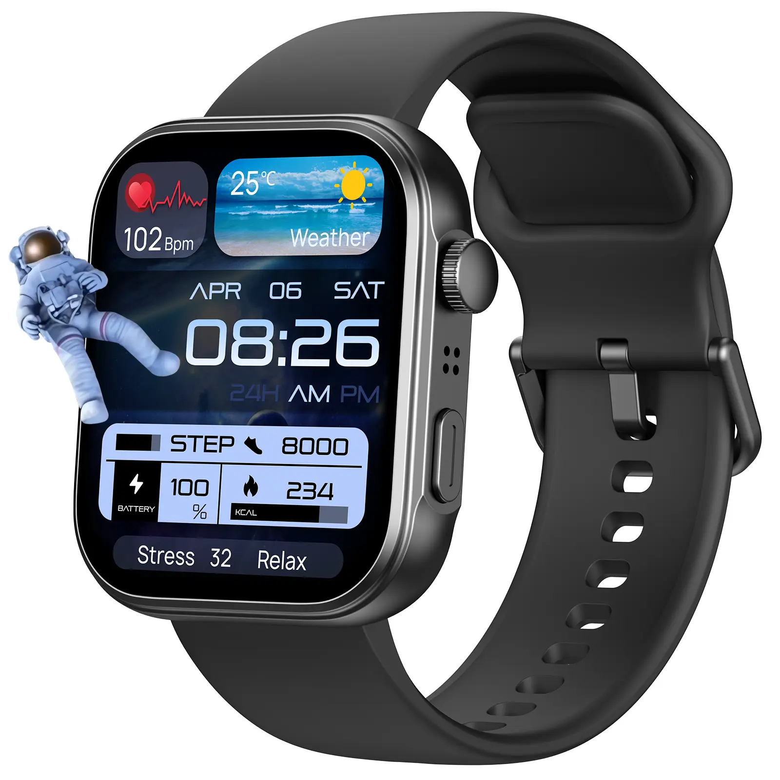 TOZO-S6 Smartwatch 1.85" AMOLED Ultra-Clear Screen Dynamic Watch Faces Bluetooth Call,100+ Sports Modes Fitness Watch Activity Tracker with Heart Rate/Sleep Oxygen Monitor IP68 Waterproof Devices Wearable D MothersDayGift Dustproof Smartphone Wristwatch,