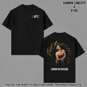 Unisex Boxy Fit Heavyweight Tee Conor McGregor Graphic T-Shirt, Crewneck Cotton Made In USA Top Outfit, Oversized UFC Conor McGregor Notorious T-Shirt, Menswear Casual Streetwear Soft Sports Apparel for UFC Fans with Fabric, Casual T-Shirts