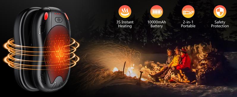 FANDLISS 2 Pack Magnetic Hand Warmers , Double-Sided Intense Heating, Long-Lasting Warmth ,Portable Heater for Outdoors, Hunting, Golf & Camping , Valentine's Day Gift