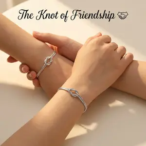 Love Knot Friendship Bracelets 316L Stainless Steel Best Friend Birthday Mothers Day Christmas Jewelry Gifts for Women BFF Bestie, inspirational message card gift