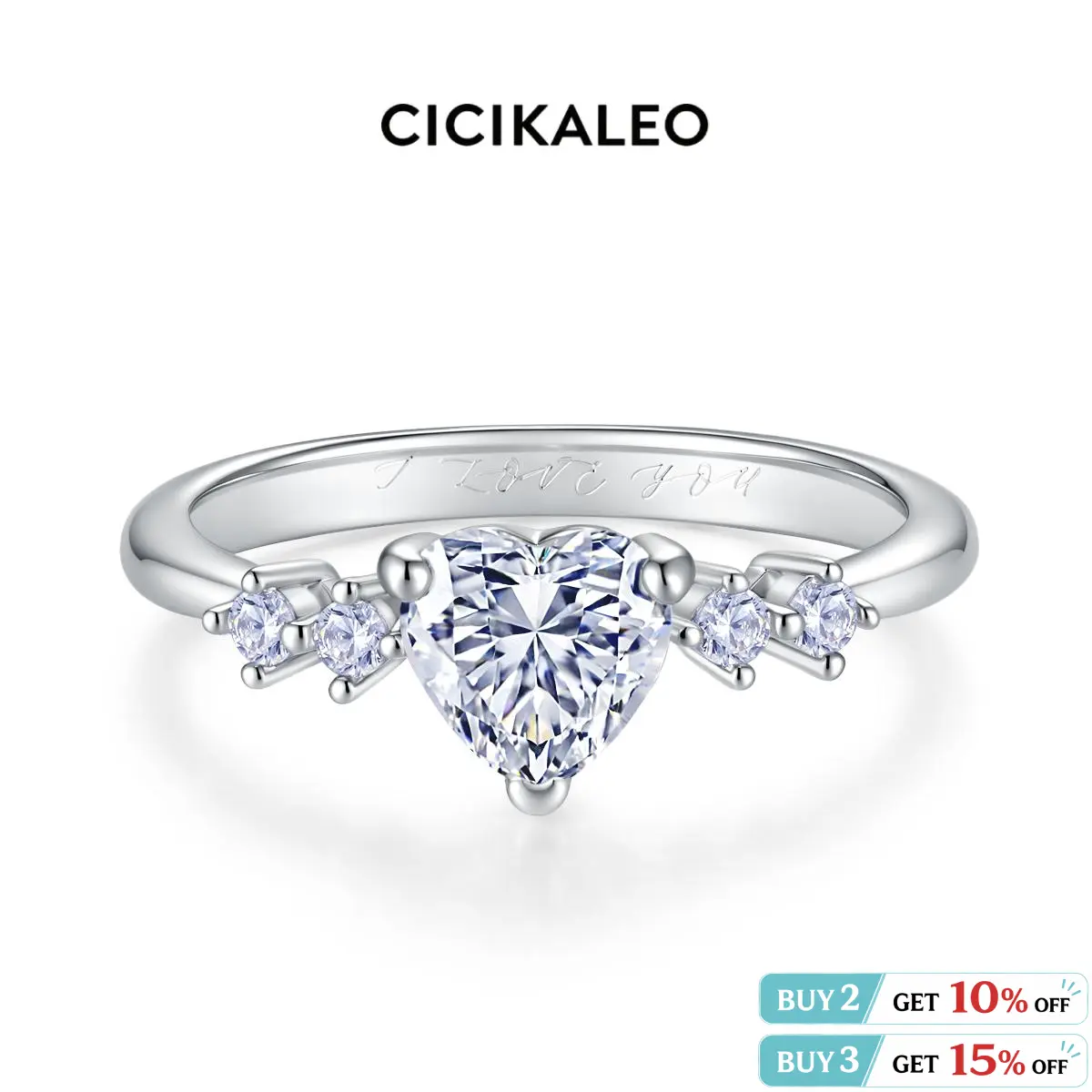 CICIKALEO 0.8CT Heart Cut Moissanite Rings for Women Inside Engraved 18K White Gold Plated Lab-Created Engagement Wedding Promise Gift for Her #Summervibes Promiserings tiktokshopbacktoschool