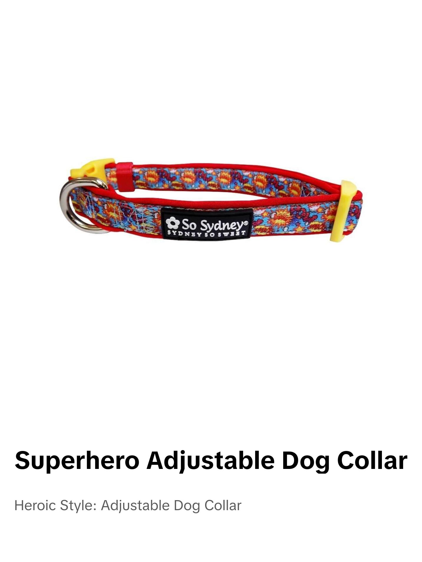 Superhero Blue Red Yellow Comfy, Adjustable Fashion Dog Collar