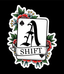 Firefighter A Shift Playing Card with Flowers Sticker - Includes two 2.5" Stickers