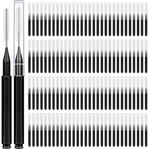 Orthodontic Dental Cleaning Tool Set for Braces Users - 120-Piece Rubber & Metal Wire Interdental Brushes, Unscented Soft Gum-Safe Black Brush Head, Flosser, Toothpick, Floss Holder, Reusable Oral Care Tool with Independent Protective Caps & Storage