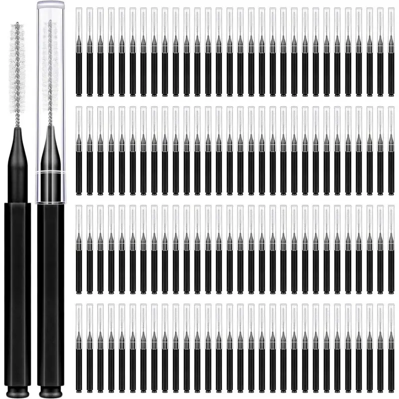 Orthodontic Dental Cleaning Tool Set for Braces Users - 120-Piece Rubber & Metal Wire Interdental Brushes, Unscented Soft Gum-Safe Black Brush Head, Flosser, Toothpick, Floss Holder, Reusable Oral Care Tool with Independent Protective Caps & Storage