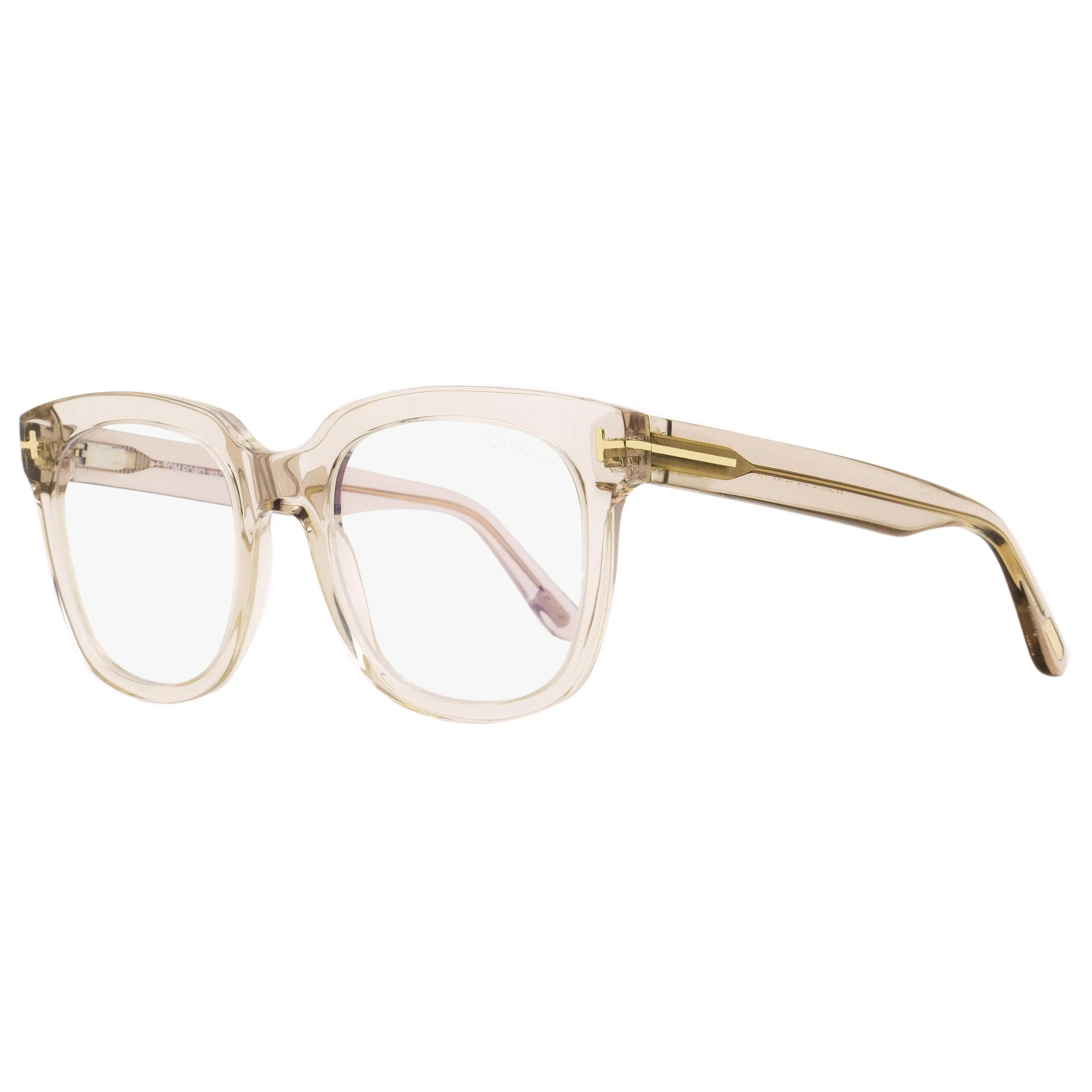 Tom Ford Full-Rim Square Eyeglasses - TF5537B Blue Block, 072 Transparent Rose Frame, 52mm Lens Size