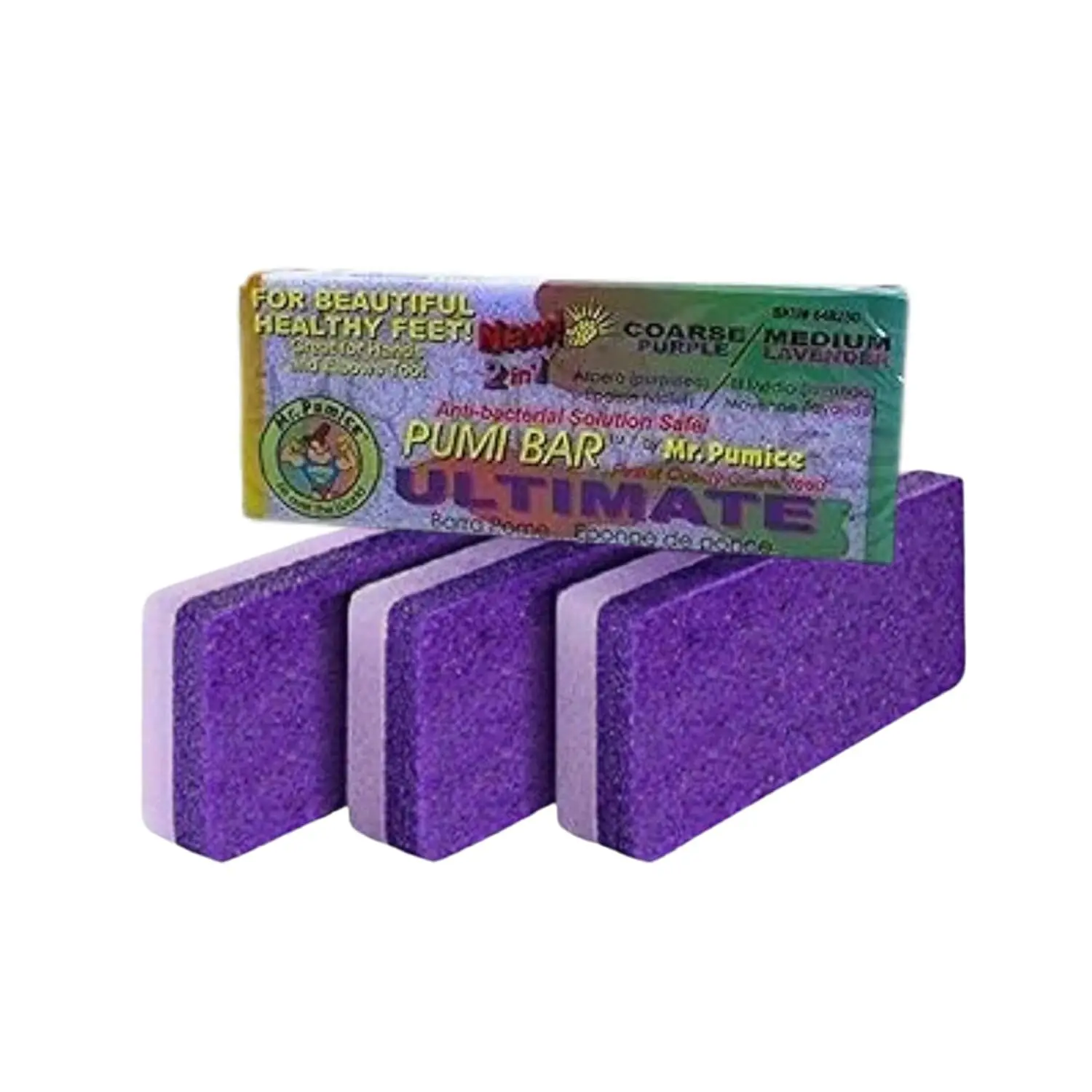 Mr Pumice 2-in-1 Dual Grit Medium-Coarse PUMI Bar Callus Remover, Rinse-Clean Self-Chipping Pedicure Stone & Ft File Scrubber for Nail Care, Salon-Ready Smooth Heels & Soft Skin, 4-Pack Youth-Friendly Pedicure Tool, Pumice Stone, Exfoliant Foot Pumices