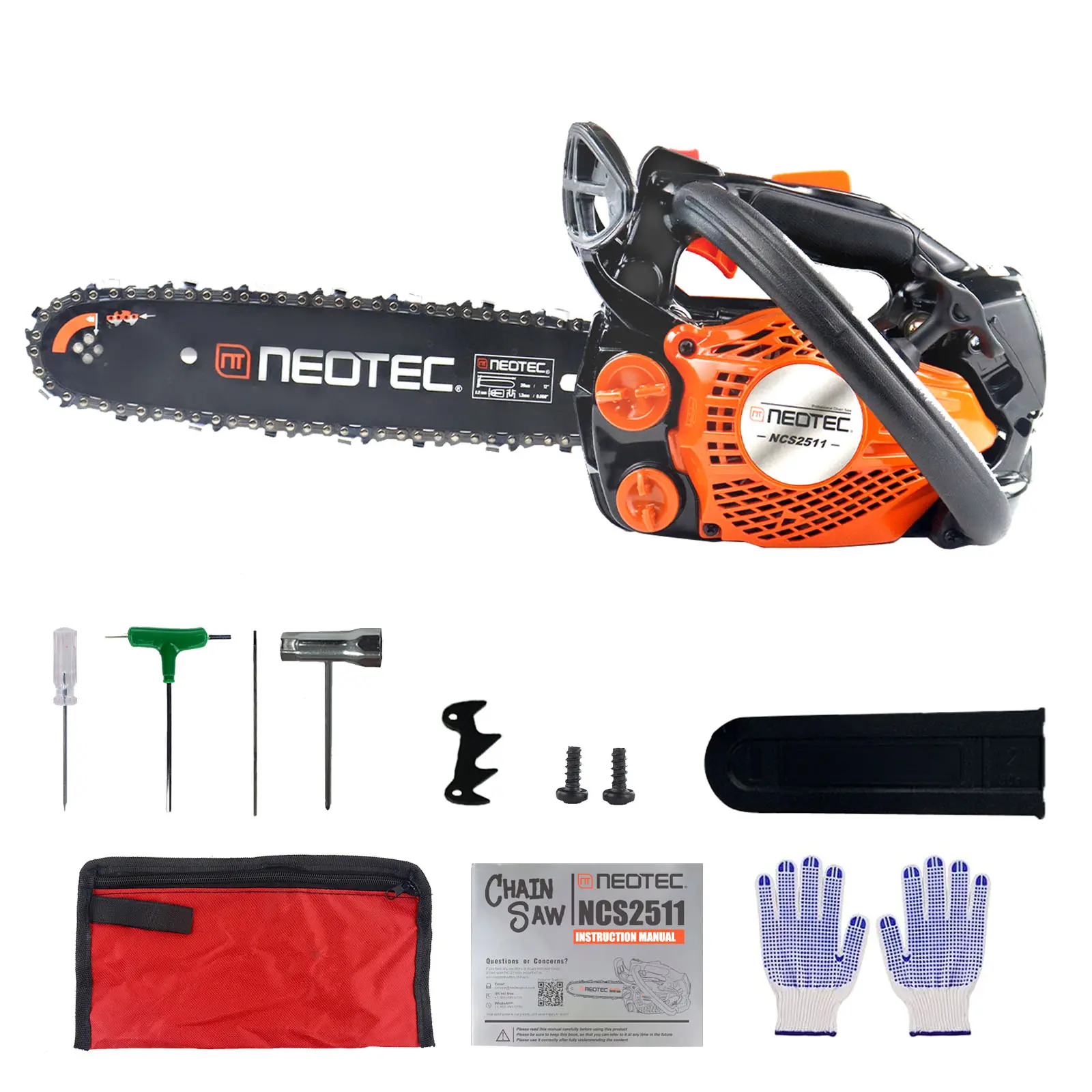 NEOTEC 12 Inch 25cc Top Handle Gas Chainsaw NCS2511 2-Stroke Easy-start Lightweight Chain Saws Motosierra De Gasolina for Trimming Pruning Homeowners Beginners