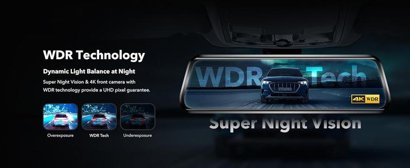 WOLFBOX G930 10'' Rear View Mirror Camera with 5.8GHz WiFi 4K UHD Dash Cam Front & Rear with WDR Touch Screen Backup Camera Parking Monitor Reverse Assist Includes 64GB Card GPS Automotive Dashcam TikTokShopHolidayHaul