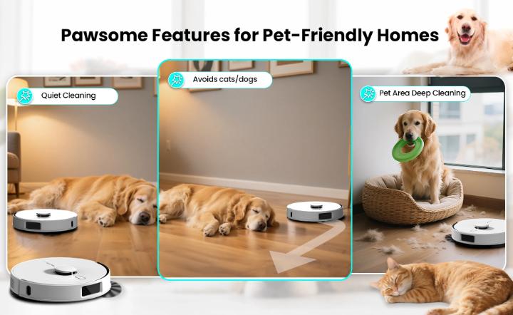 AIRROBO TBT50+ Robot Vacuum and Mop (6000Pa Suction) Ultrasonic Carpet Sensor, 60-Day Self-Cleaning, LiDAR Navigation and Mapping, Voice/App Control, 240min Runtime
