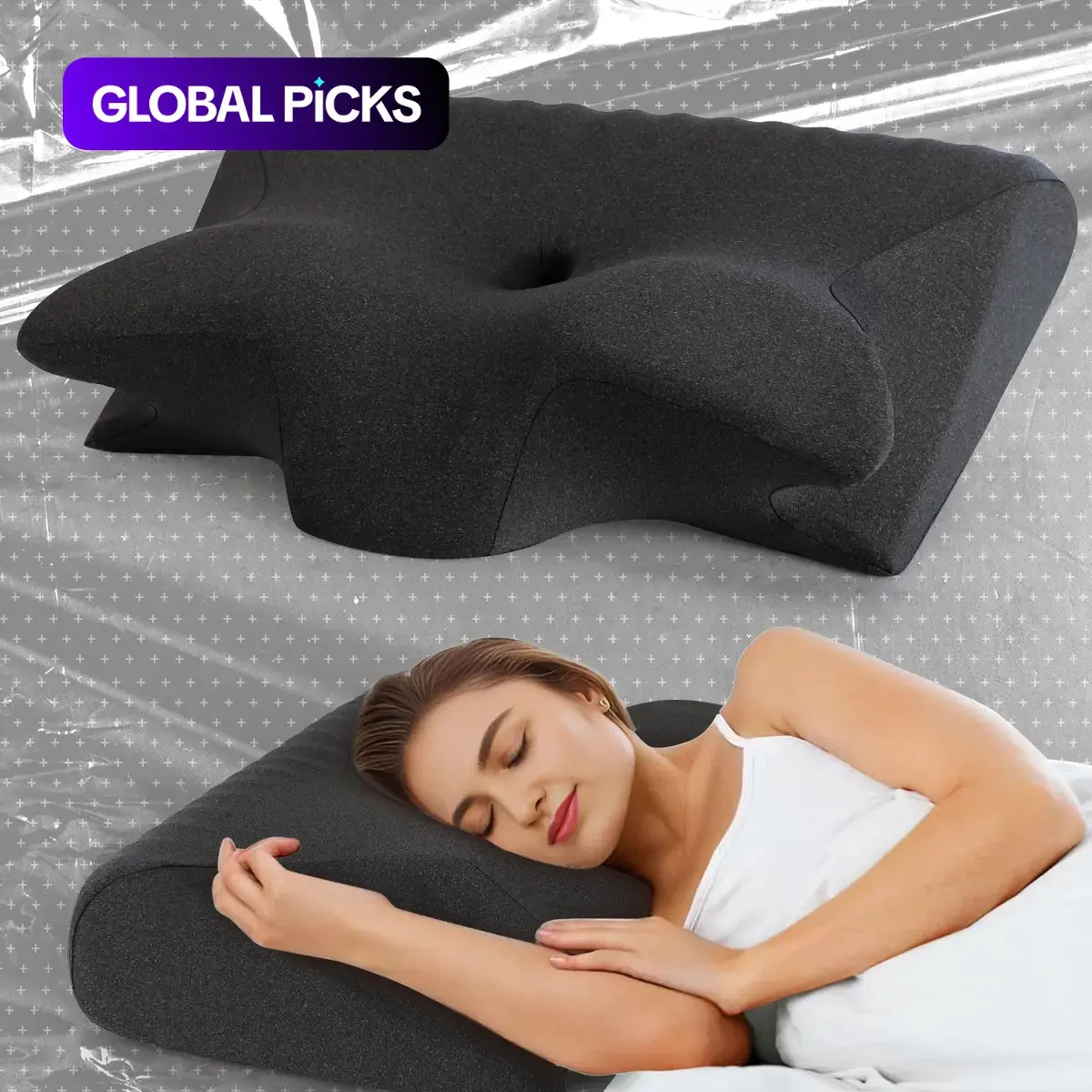 Memory Foam Pillow, Sleep Pillow, Neck Pillow, Supportive Memory Foam, Ideal for Side Sleepers, Perfect for Summer, Great Gift for Birthdays, Christmas & Halloween, Sleek Bed Pillow for Ultimate Soft Comfort #GLOBAL PICKS