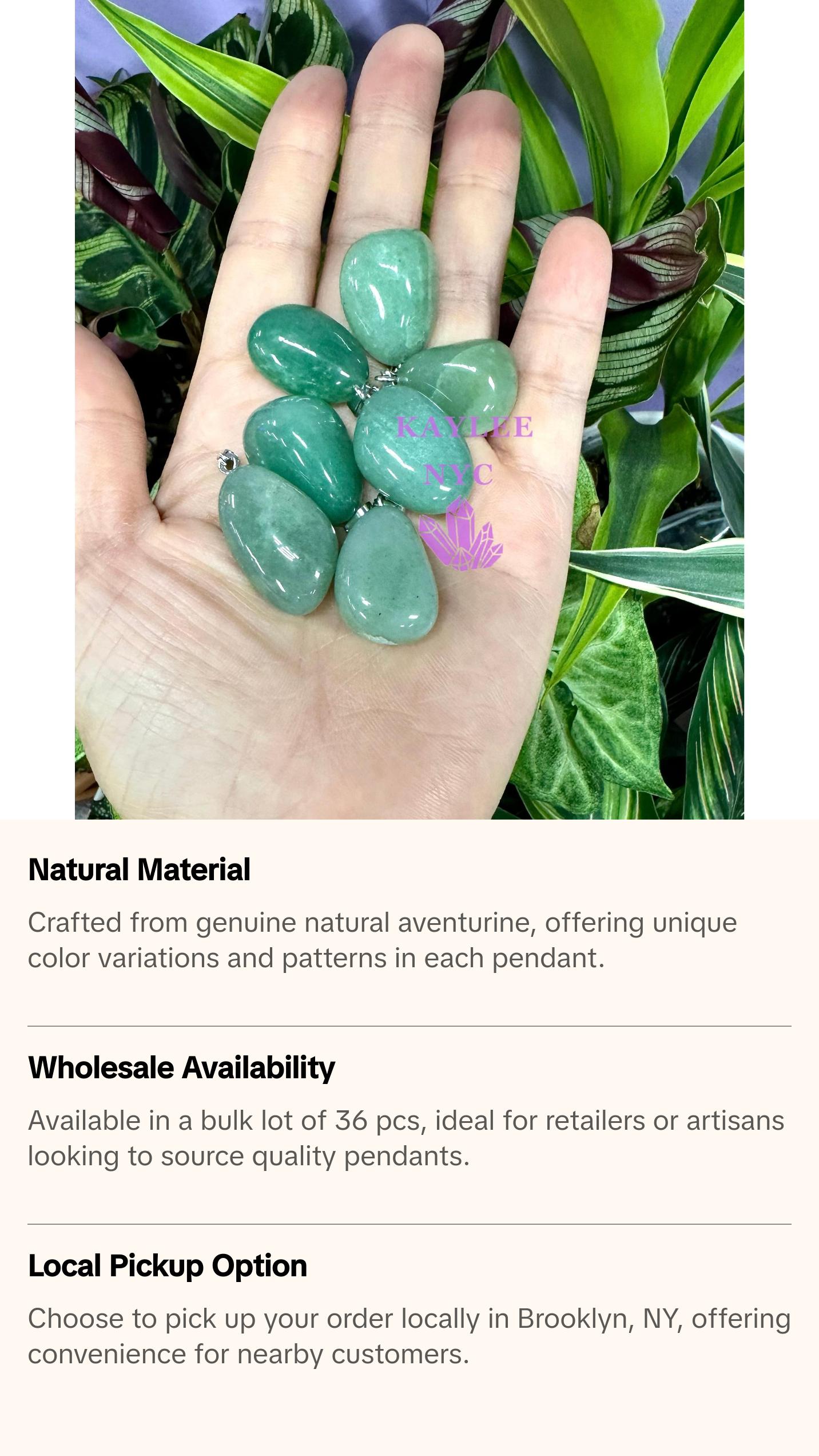 36 PCs Natural Aventurine Crystal Pendant