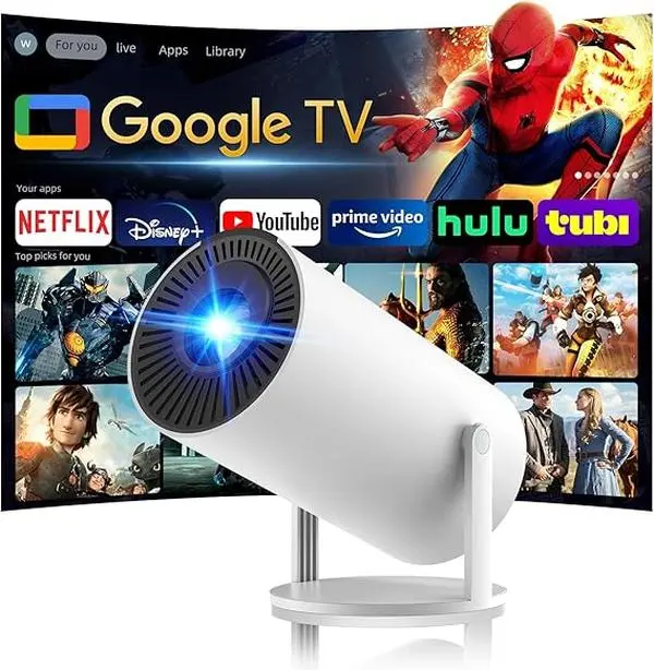 Mini Portable LED Projector - 4K Supported, Bluetooth 5.4, WiFi 6 Stream Fast, 160 ANSI Lumens, Android 11 System, 210° Rotation, Manual Keystone Correction, Wireless HD Wall Projection, Audio, Charging Cable, Remote Button,  halloween projector