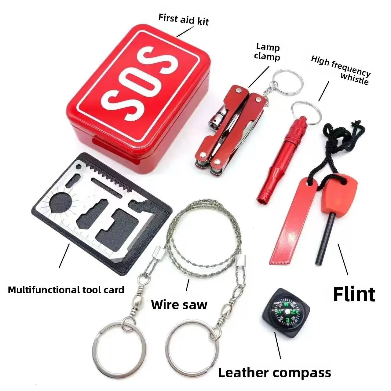6-in-1 Survival Equipment Emergency survival kit Outdoor Camping Tools self defense camp SOS equipment for outdoor tourism tool