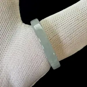 Natural Light Green Jade Jadeite Ring Band, Width 3-4 mm