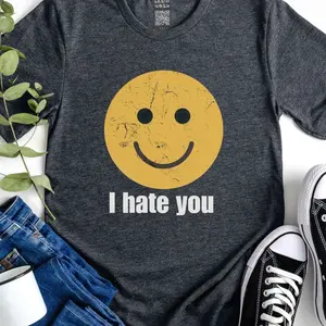 I Hate You Smiley Face T-Shirt, Cute Bipolar T Shirt for Men Women, Harry Styles Fan Gift, SNL Humor Graphic Tee, Ironic Mental Health Shirt