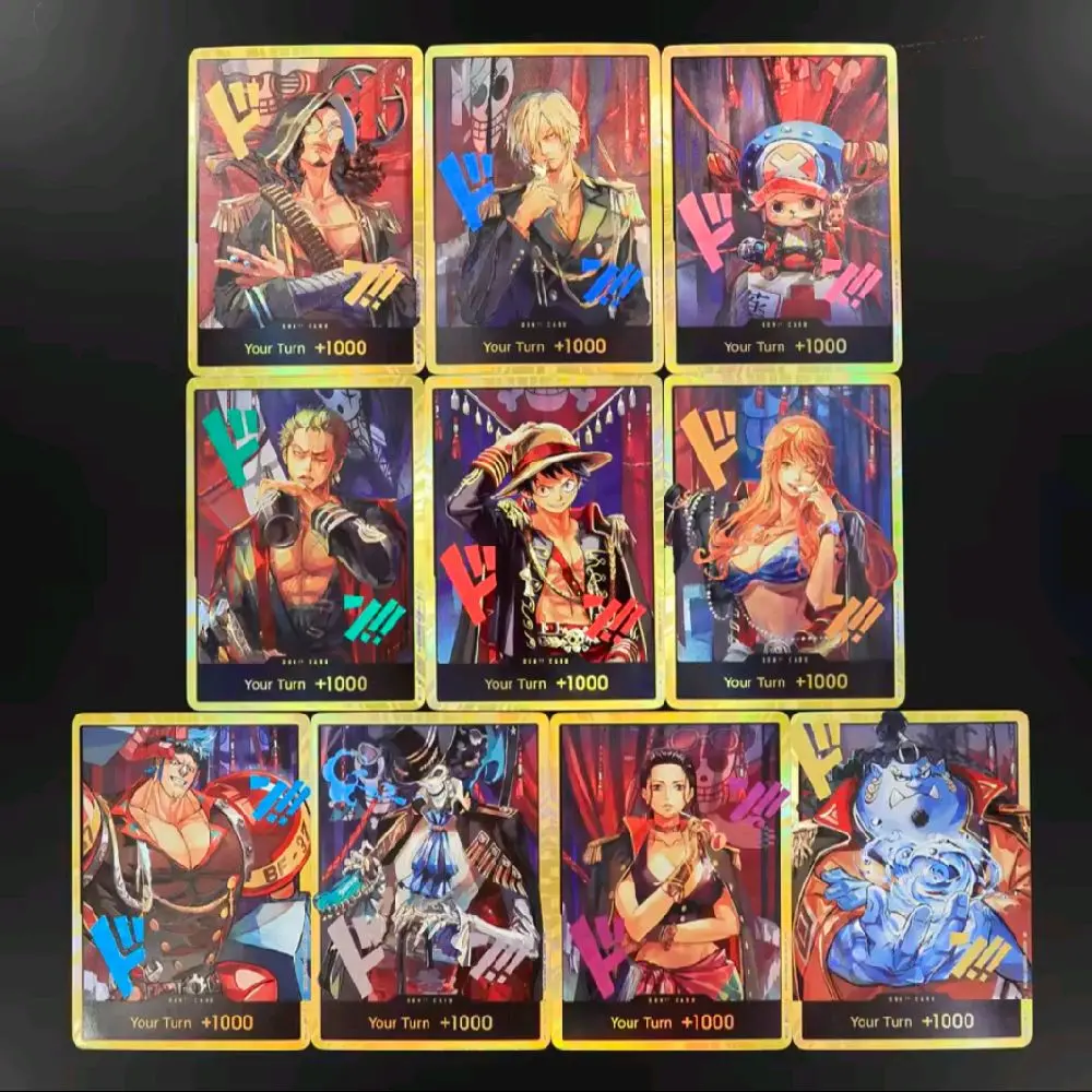 Mafia x Straw Hats - One Piece Cards - Mob Styled Pirate themed, Textured and Embossed Gold Don Card set of 10 - Trading Card Guaranteed cards with Jolly Roger designs Gangster themed