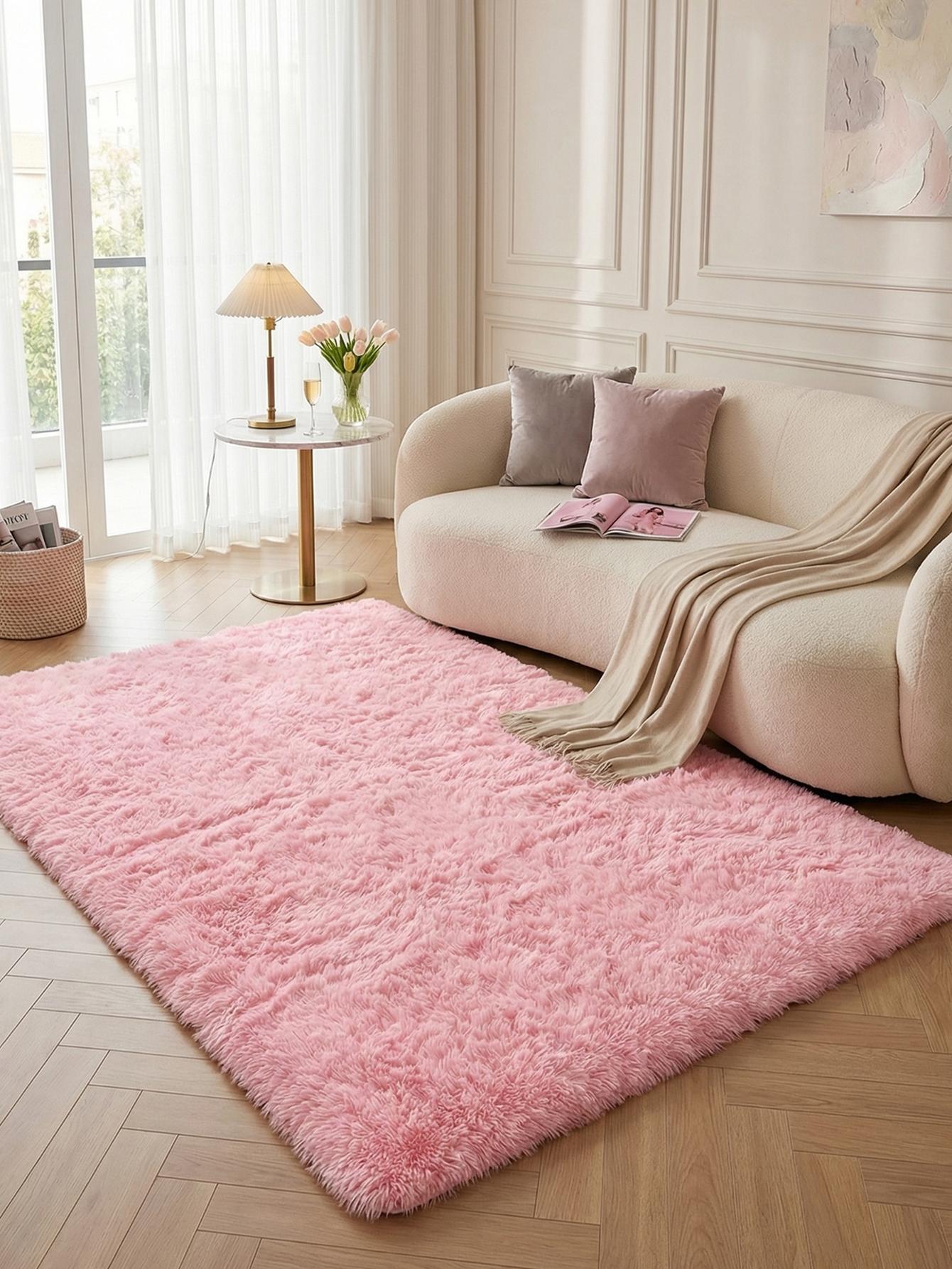 1pc Plush Area Mat - Fluffy Shaggy Soft Lightweight Durable Mat for Bedroom, Living Room, Sofa Side, Machine-Made Easy-Clean Indoor Mat in Multiple Colors, Bedroom Comfort | Cozy Home Decor, Rugs for Living Room