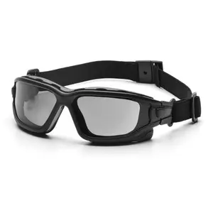 Pyramex I-Force Safety Glasses Foam-Padded Black Frame with Gray Anti-Fog H2X Coated Lenses Quick Release Interchangeable Temples