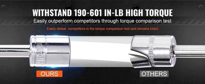 VEVOR Socket Set,  1/4 Inch Drive Socket and Ratchet Set, 6-Point Socket Opening, 54 Pieces Tool Set SAE and Metric, Deep and Standard Sockets, 5/32-9/16 in, 4-14 mm, with Accessories, Storage Case