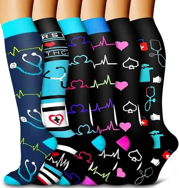 3 Pack of Compression Socks for Women and Men Circulation-15-20mm Hg,Best Support for Medical, Running,Nursing,Athletic-Christmas Day Socks