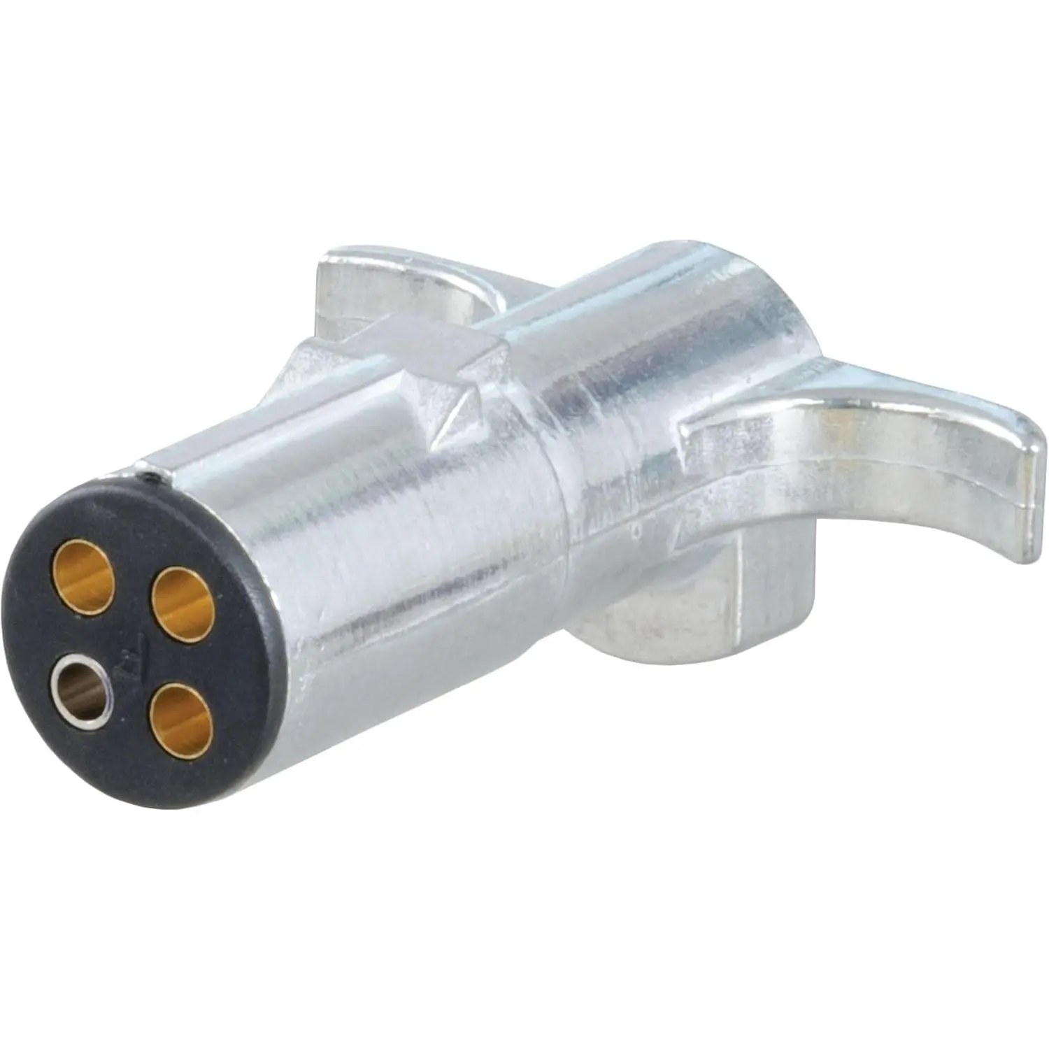 58060 Trailer-Side Male-End 4-Pin Round Wiring Harness Plug, Custom Vehicle-Trailer Wiring Harness with Dust Cover, Die-Cast Metal 4-Way Round Connector, Plug-and-Play Towing-Ready, Concealed Terminals, SMT Benefits
