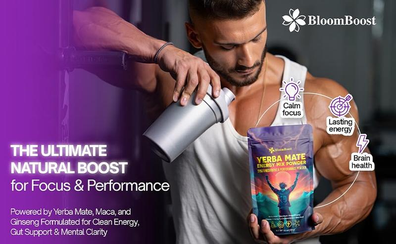 Yerba Mate Energy Drink Mix Powder with Maca, Ginseng, Beet Root, Electrolytes & B12 – Sugar-Free, Vegan, 5.3 oz (15 Servings)