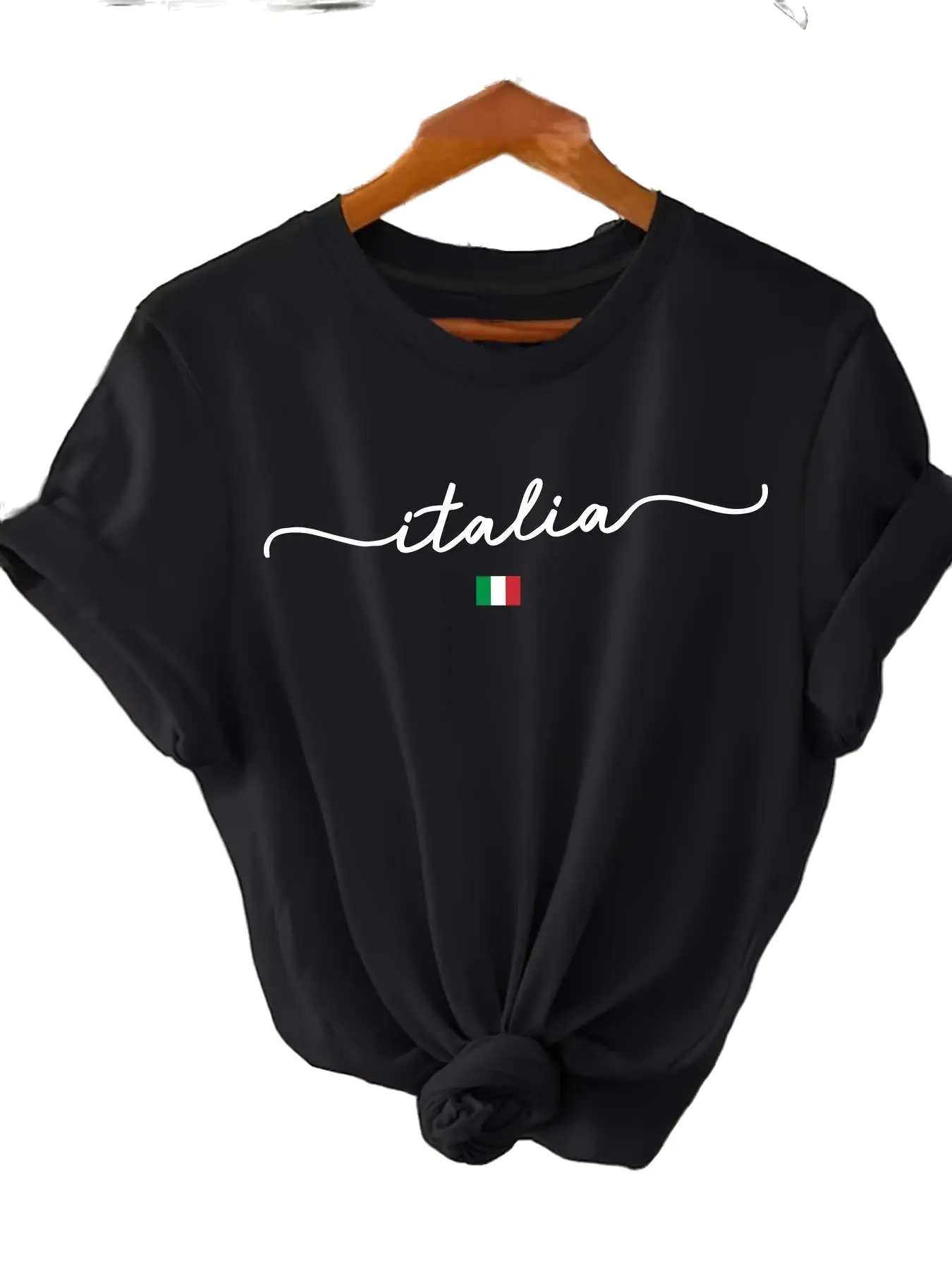 Women's 100% Cotton Shortsleeve Crew Neck T-Shirt - 220g Durable, Fitted, Italian Style, Bold Alphabet Art, Round Neck, Regular Fit, 2XL All-Seasons Casual Soft Top