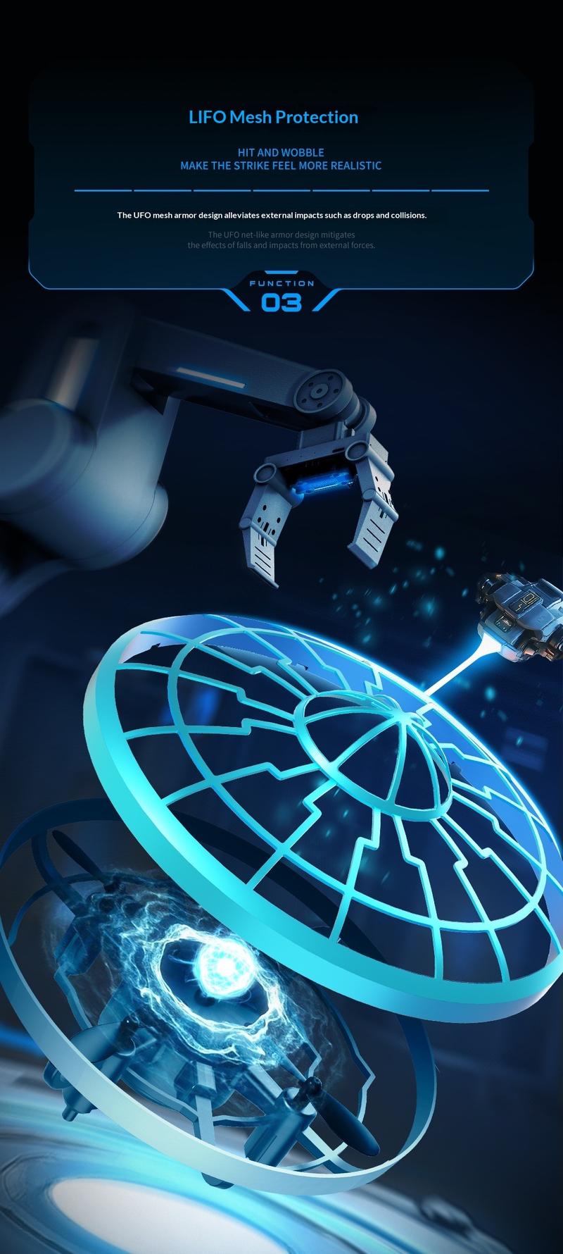 RC Shooting Sensor Flying Disc Drone Toy – Smart Hover Quad-Copter with Obstacle Avoidance, LED Light-Up Stunt Drone, Interactive Electronic Shooting Game Flying Toy for Kids & Adults, Indoor Mini Drone Gift